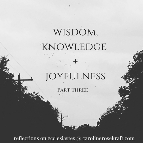 Wisdom, Knowledge + Joyfulness: Part Three carolinerosekraft.com